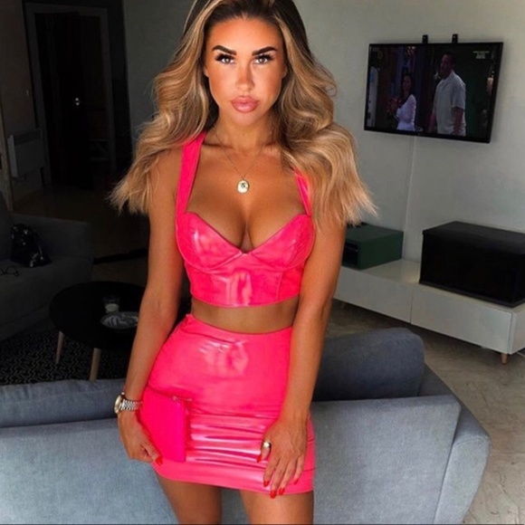 oh polly red vinyl dress